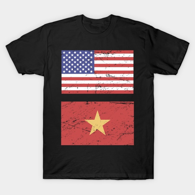 United States Flag & Vietnam Flag T-Shirt by MeatMan